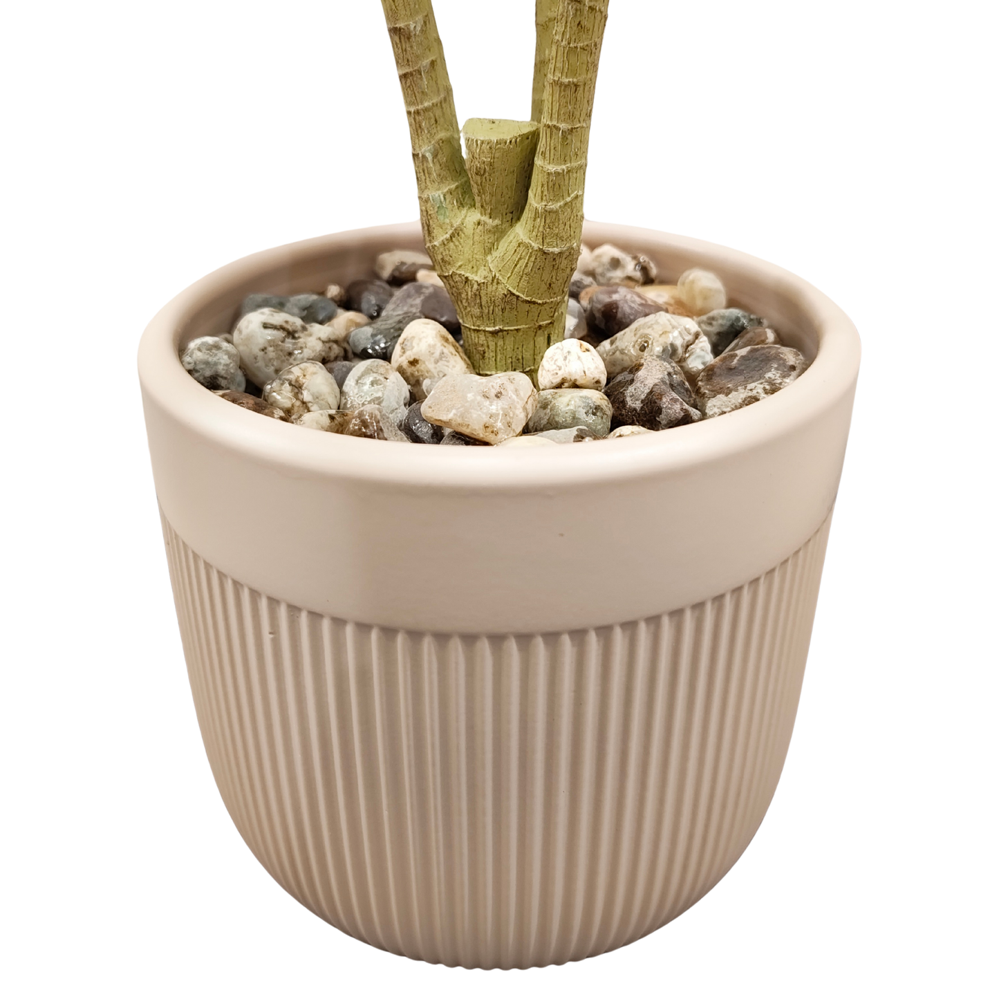 Realistic Artificial Striped Dracaena Plant in Fluted Ceramic Pot - Modern Faux Indoor Decor