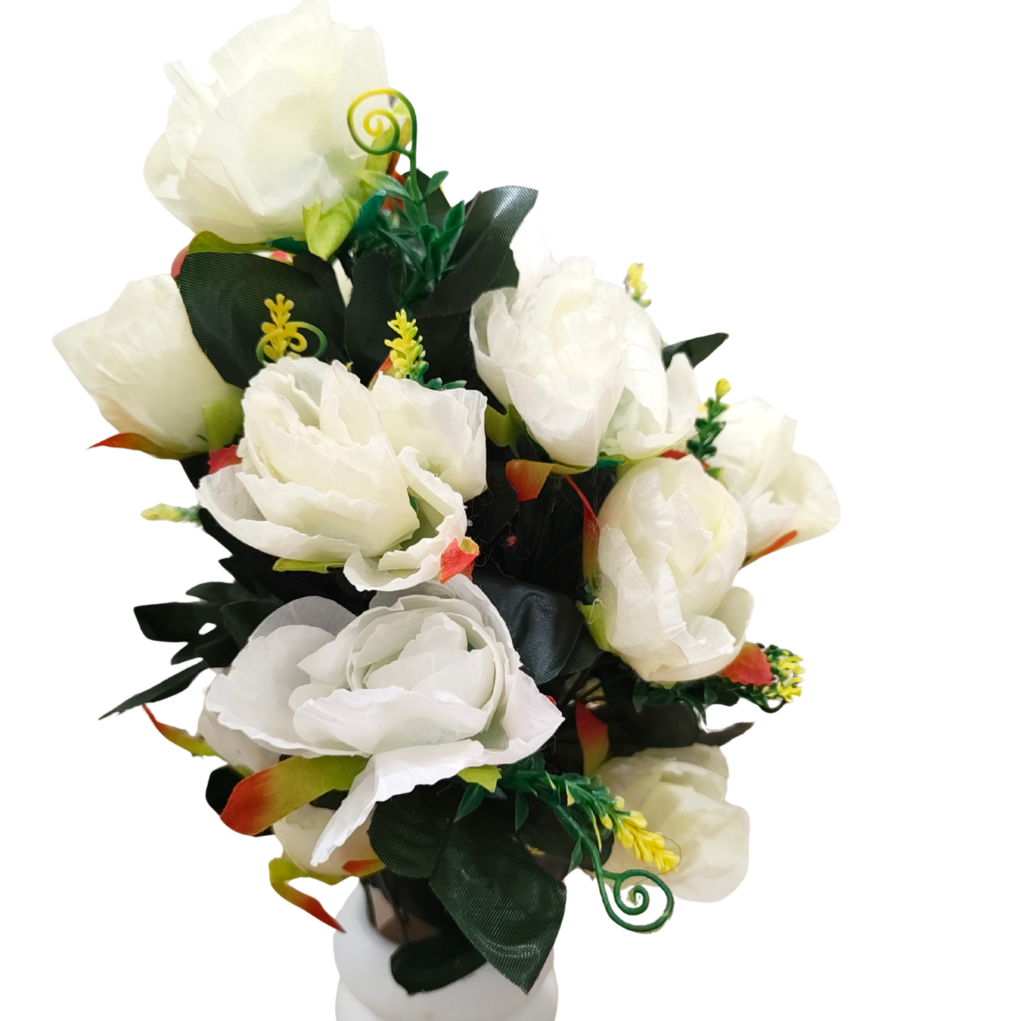 Opulent Ivory Peony & Berry Grand Arrangement: Housed in a Bespoke Sculptural Ceramic Vase