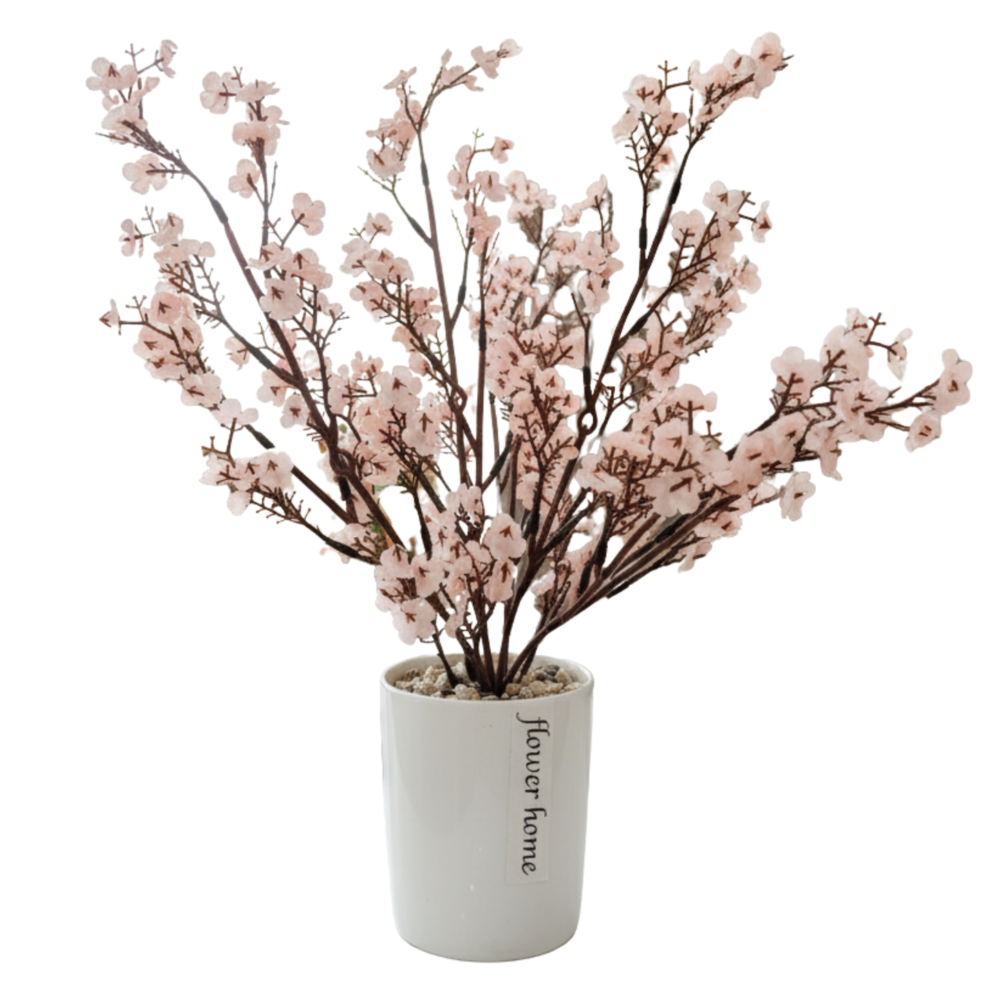 "Sakura Serenity" Grand Luxe Faux Cherry Blossom Display: Modernist "Flower Home" Cachepot with Perpetual Bloom