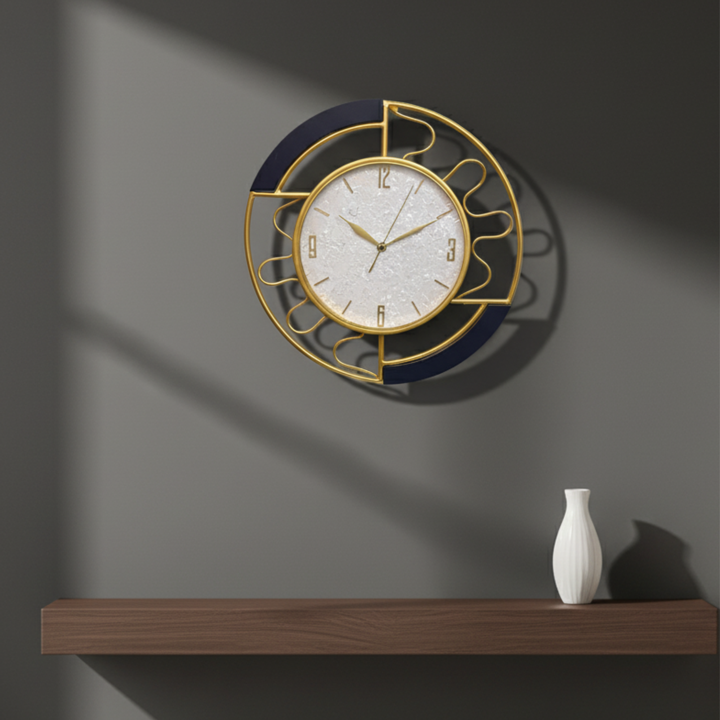 Opulent Abstract Nero & Gold Wall Clock