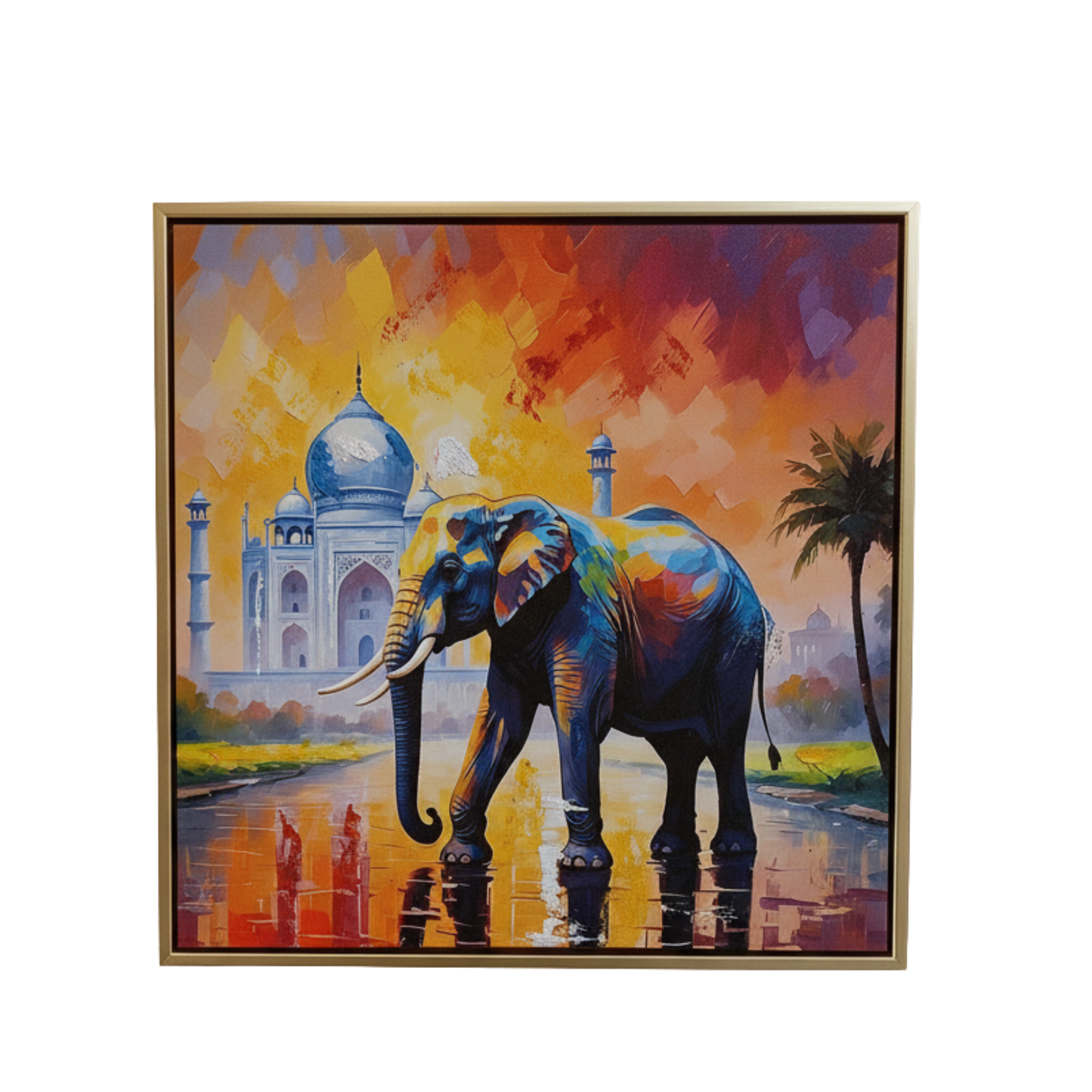 "Mughal Twilight" - Premium Abstract Royal Elephant and Taj Mahal Canvas Art