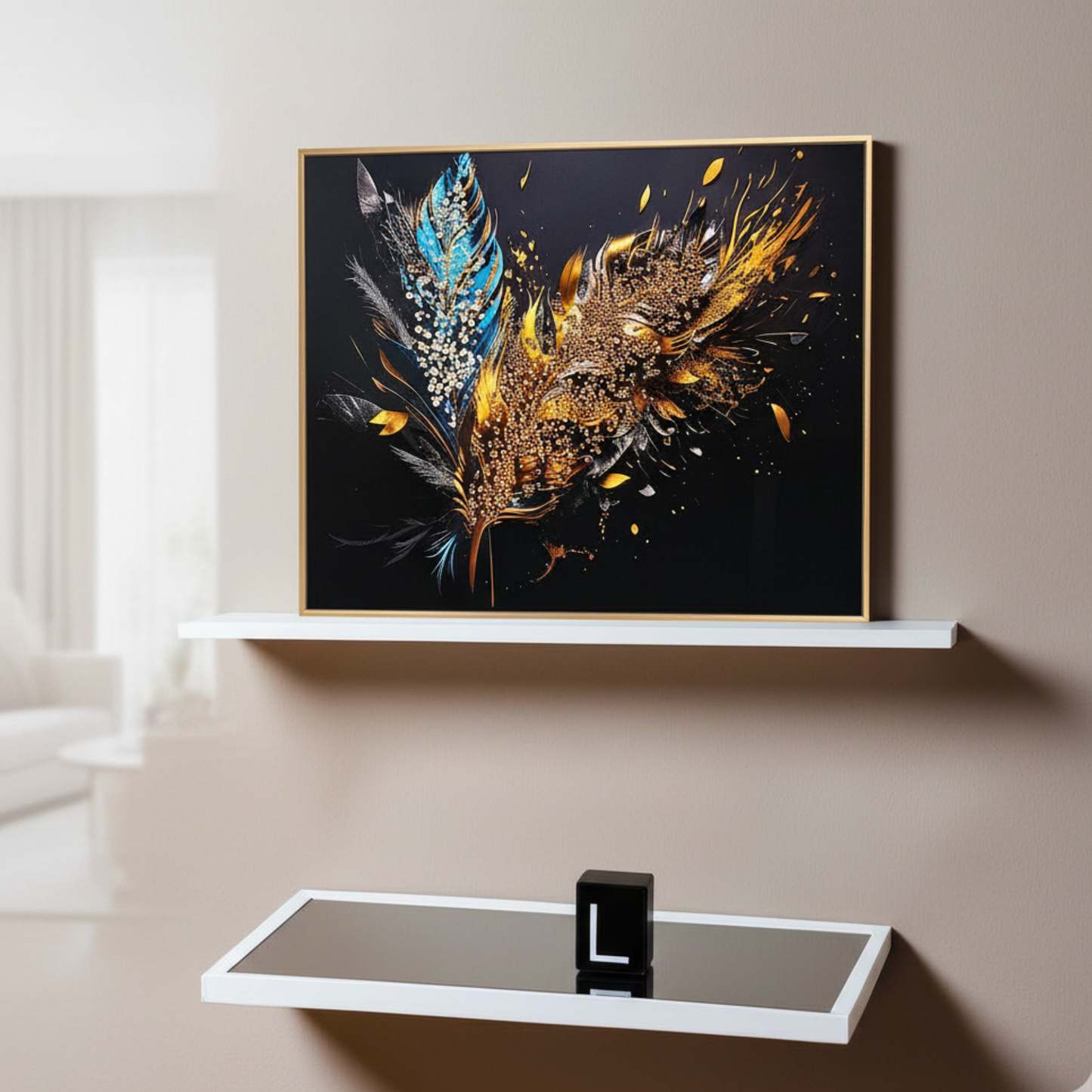 "Phoenix Plume" - Premium Abstract Gilded Feather Canvas Art in Gold Frame