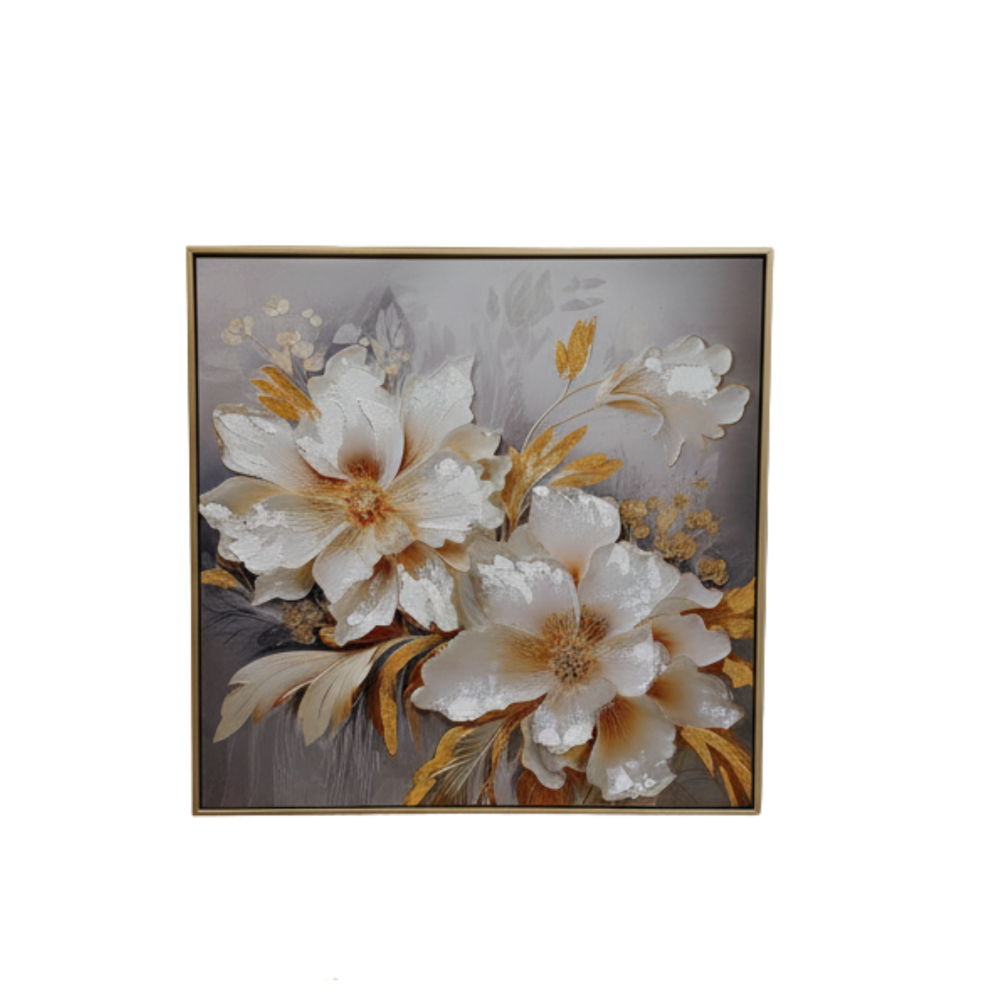 "Ivory & Gilded Grace" - Premium 3D Textured Floral Art with Gold Leaf Accents