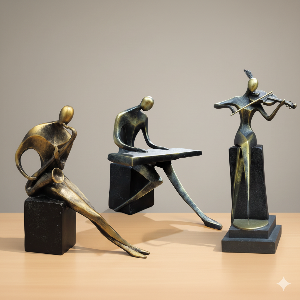 Jazz Trio Abstract Musician Figurines Set of3 Pcs