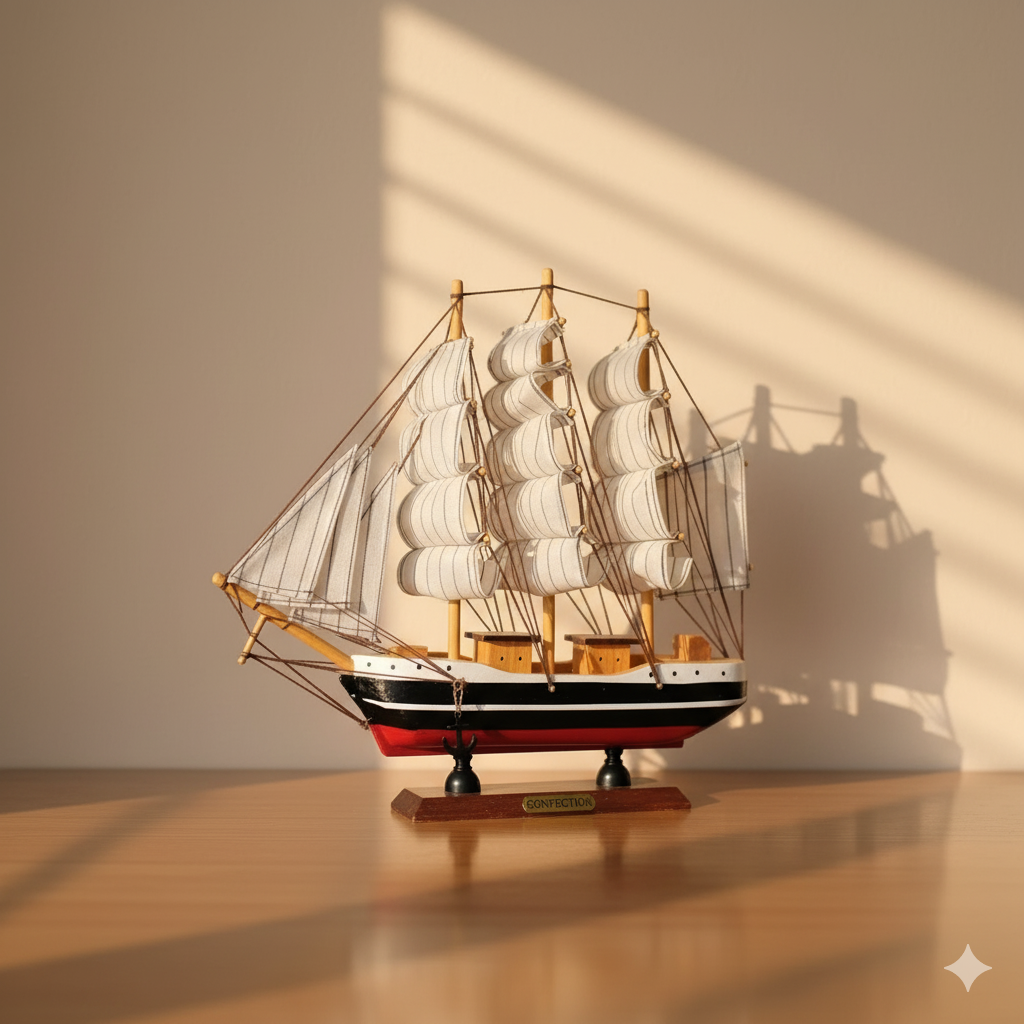 Nautical Clipper Ship Model - Red & Black