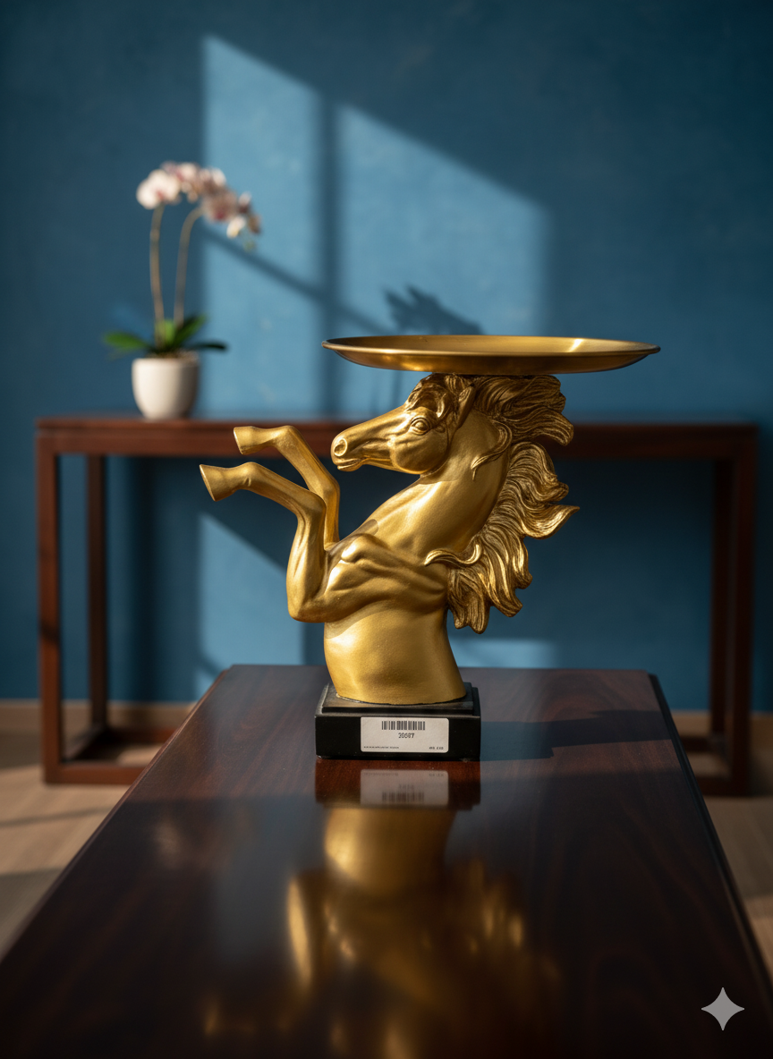 Golden Gallop Trinket Holder With Lion Statue