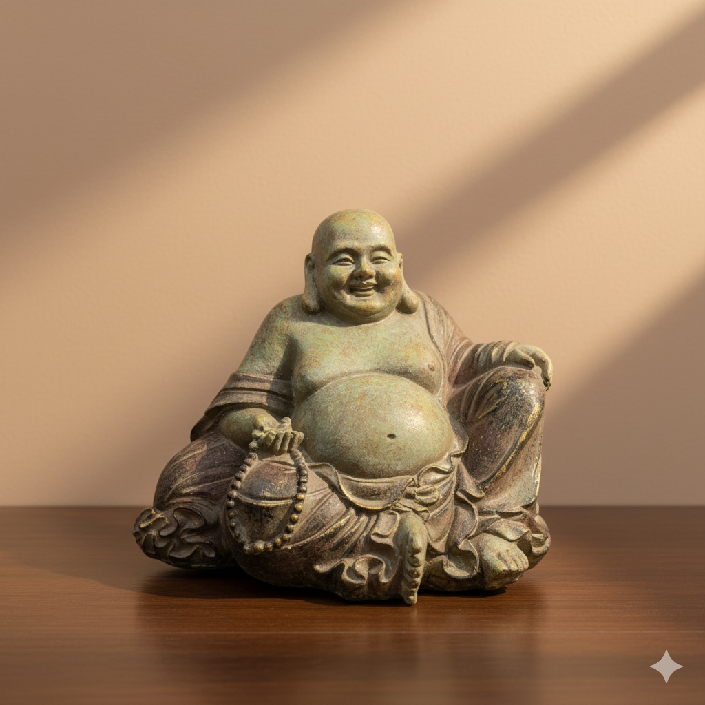 Antique-Finish Happy Buddha Statue