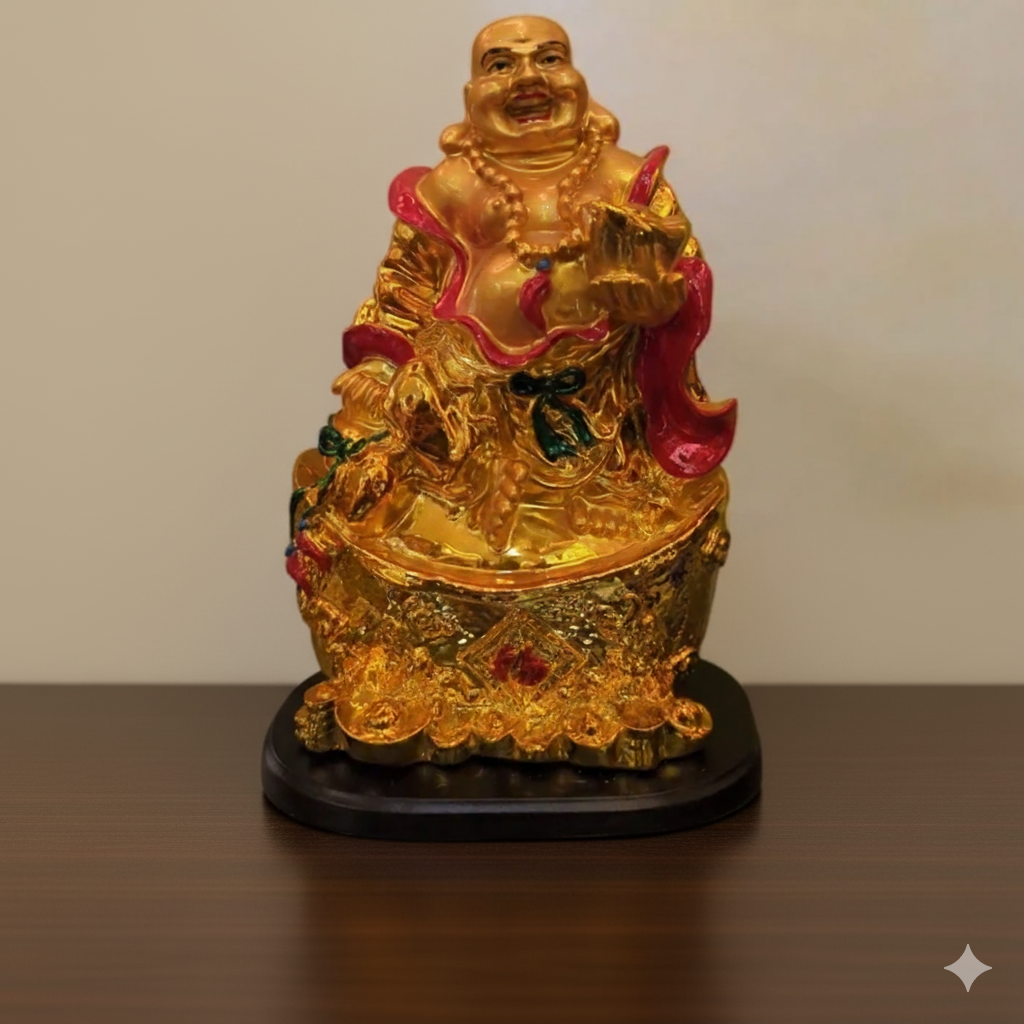 Gilded Laughing Buddha with Treasure