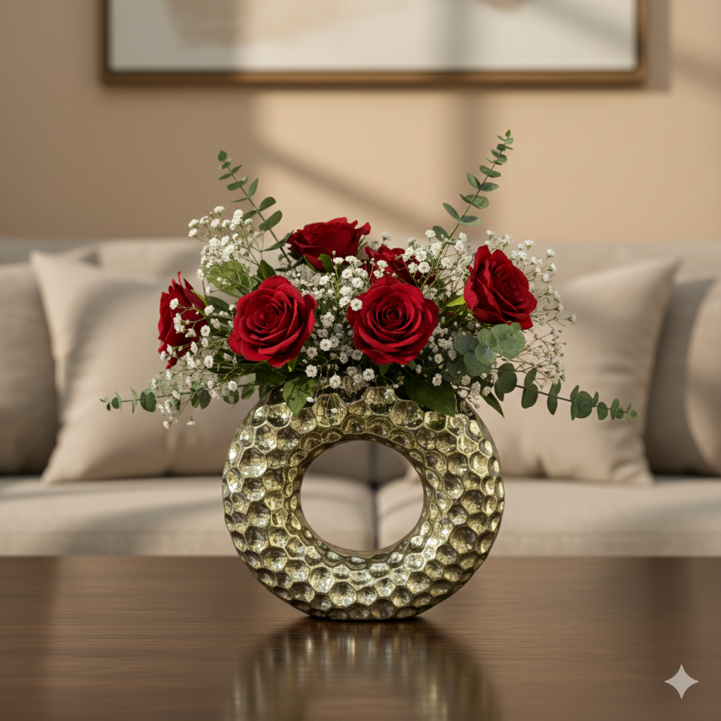 Artisan Hammered Gold Torus Vase