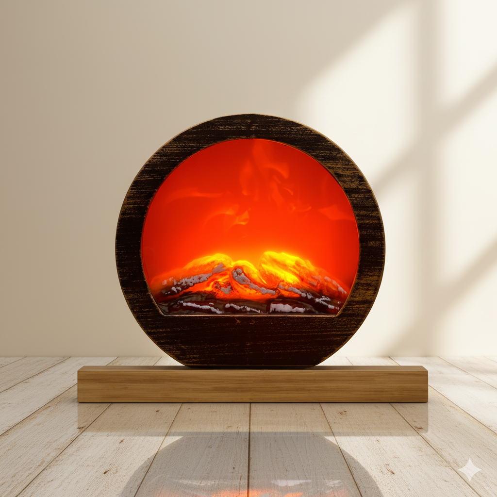 Mini Tabletop Flame Effect Fireplace Lamp
