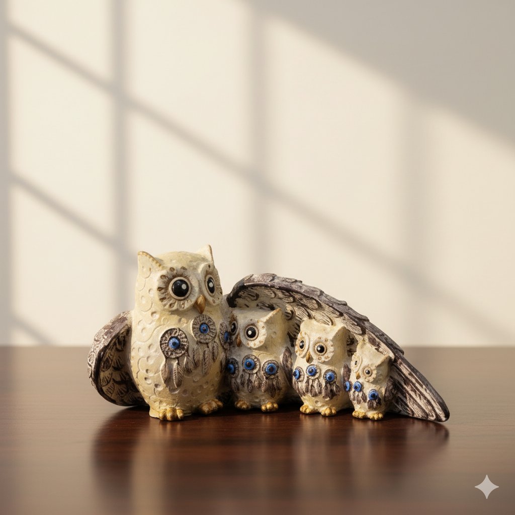 The "Wise Family" Owl Sculpture Set - A Symbol of Love & Protection