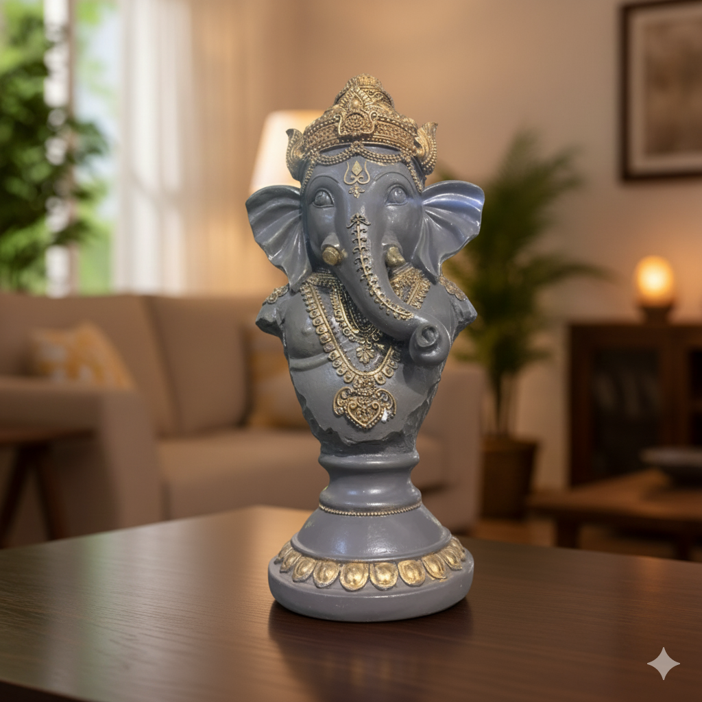 Divine Ganesha Bust with Antique Gold Accents