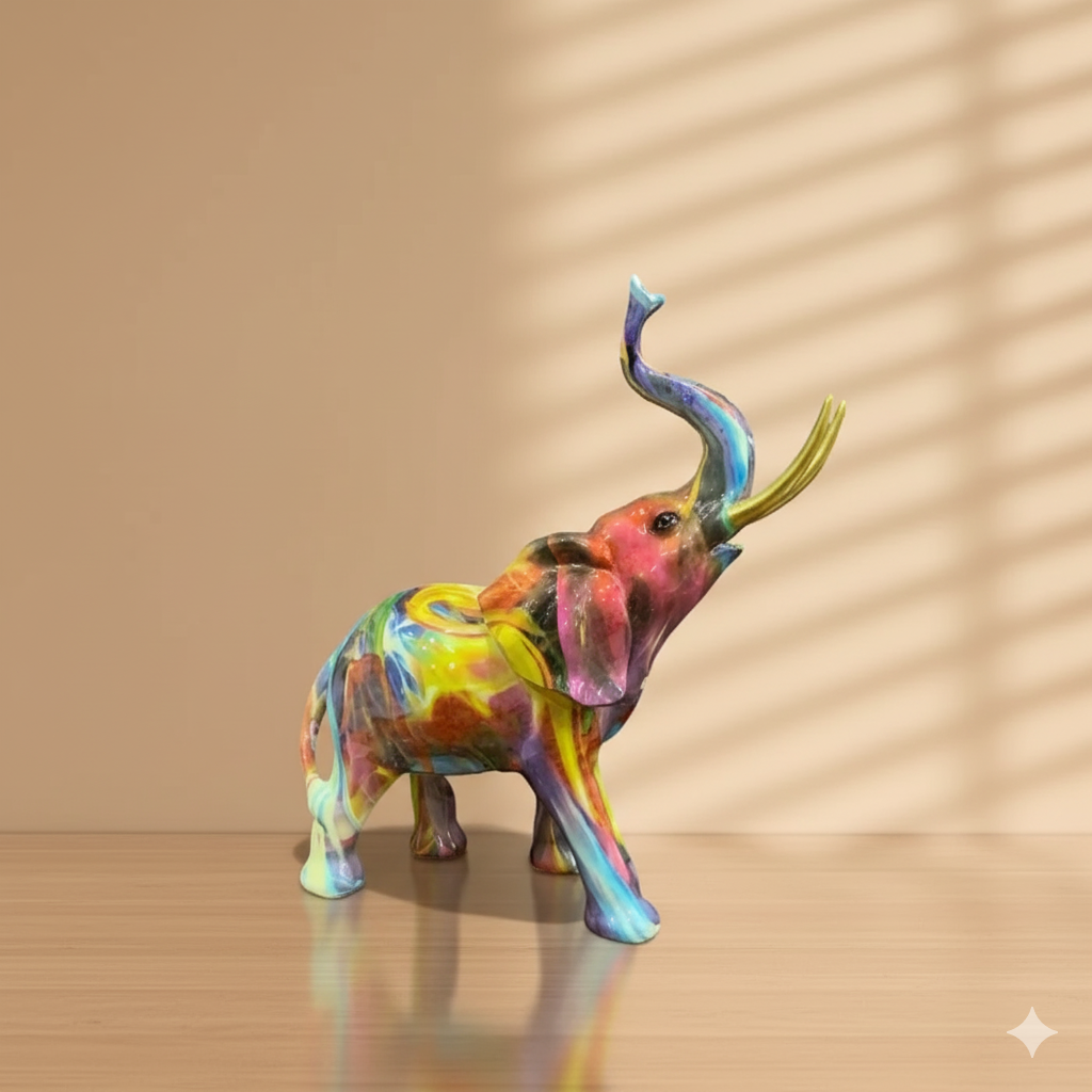 Whimsical Swirl Elephant Figurine