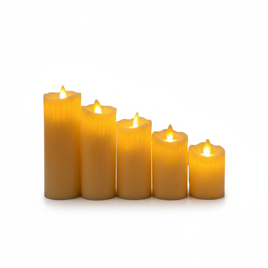 Nura Luxe Glow LED Candle Set – Elegant Warm Ambiance Collection (Set of 5)