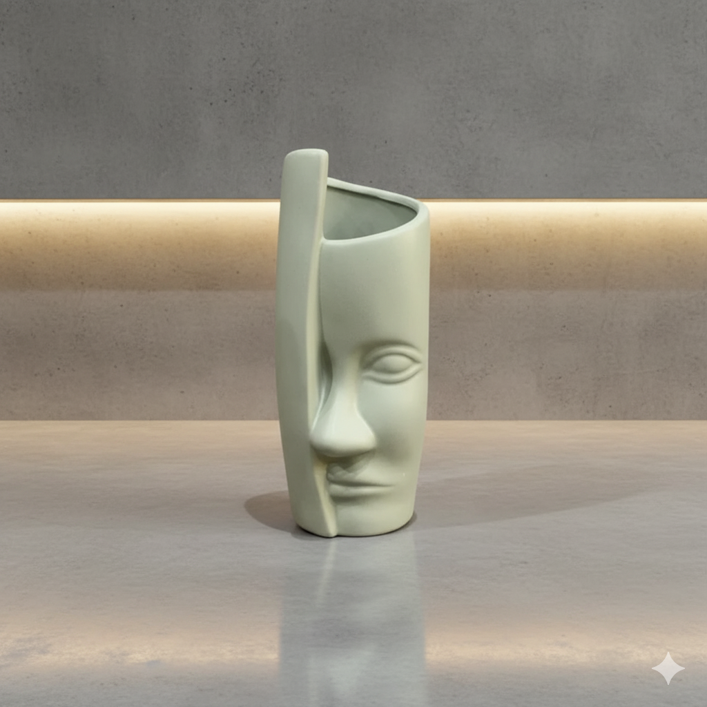 Abstract Serenity Ceramic Face Vase