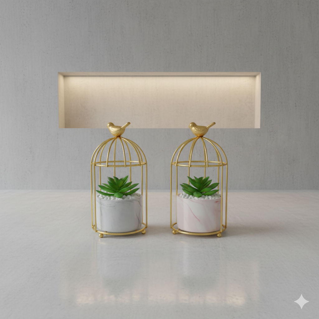 Gilded Aviary Succulent Terrariums - Marble Luxe Edition (Set of 2)