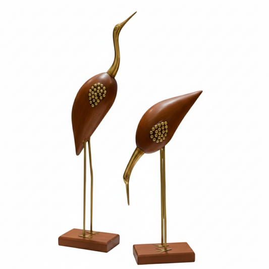 The "Artisan Crane" Mid-Century Modern Bird Sculptures (Set of 2)