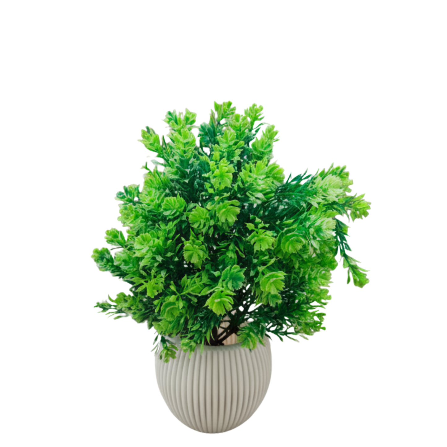 Luxe Perpetual Verdant Topiary: Exquisite Fluted Ceramic Cachepot for Elevated Decor