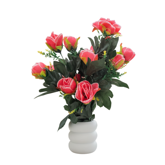 Vibrant Coral 'Royal Bloom' Arrangement: Unrivaled Luxury in a Sculptural Modernist Cachepot