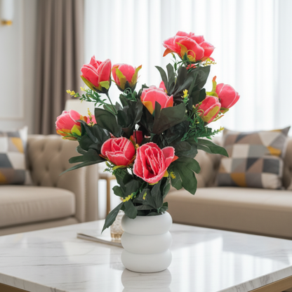 Vibrant Coral 'Royal Bloom' Arrangement: Unrivaled Luxury in a Sculptural Modernist Cachepot