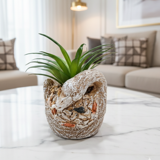 "Serpent's Embrace" Artisan Sculptural Planter: Hand-Textured Vessel with Luxe Perpetual Succulent