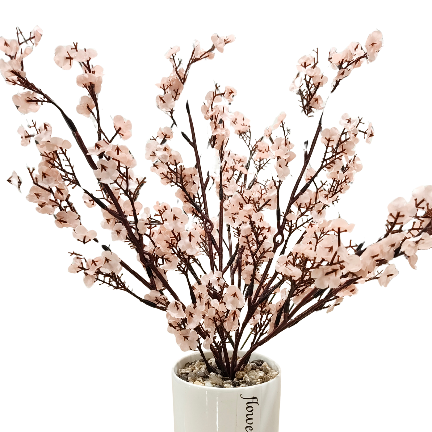 "Sakura Serenity" Grand Luxe Faux Cherry Blossom Display: Modernist "Flower Home" Cachepot with Perpetual Bloom