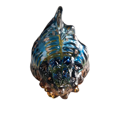 Azure Wave Crest Hand-Blown Glass Shell- Blue