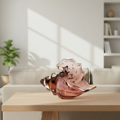 Azure Wave Crest Hand-Blown Glass Shell- Red