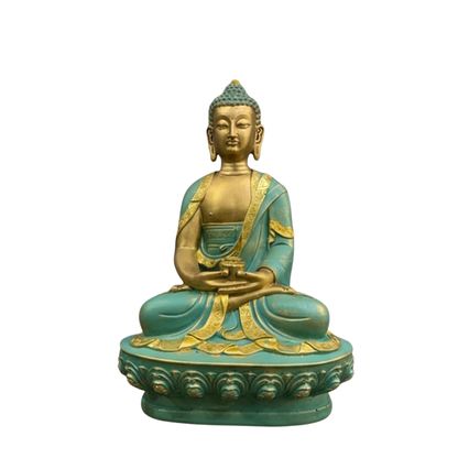 Serene Aqua & Gold 'Dhyana' Buddha Idol - Premium Meditation Sculpture