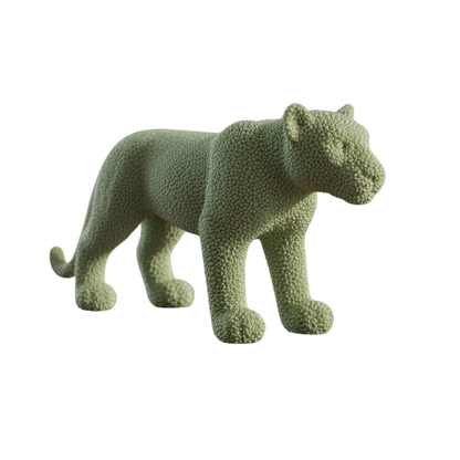 Artisan Moss Agate Leopard Sculpture - Premium Textured Green Home Accent