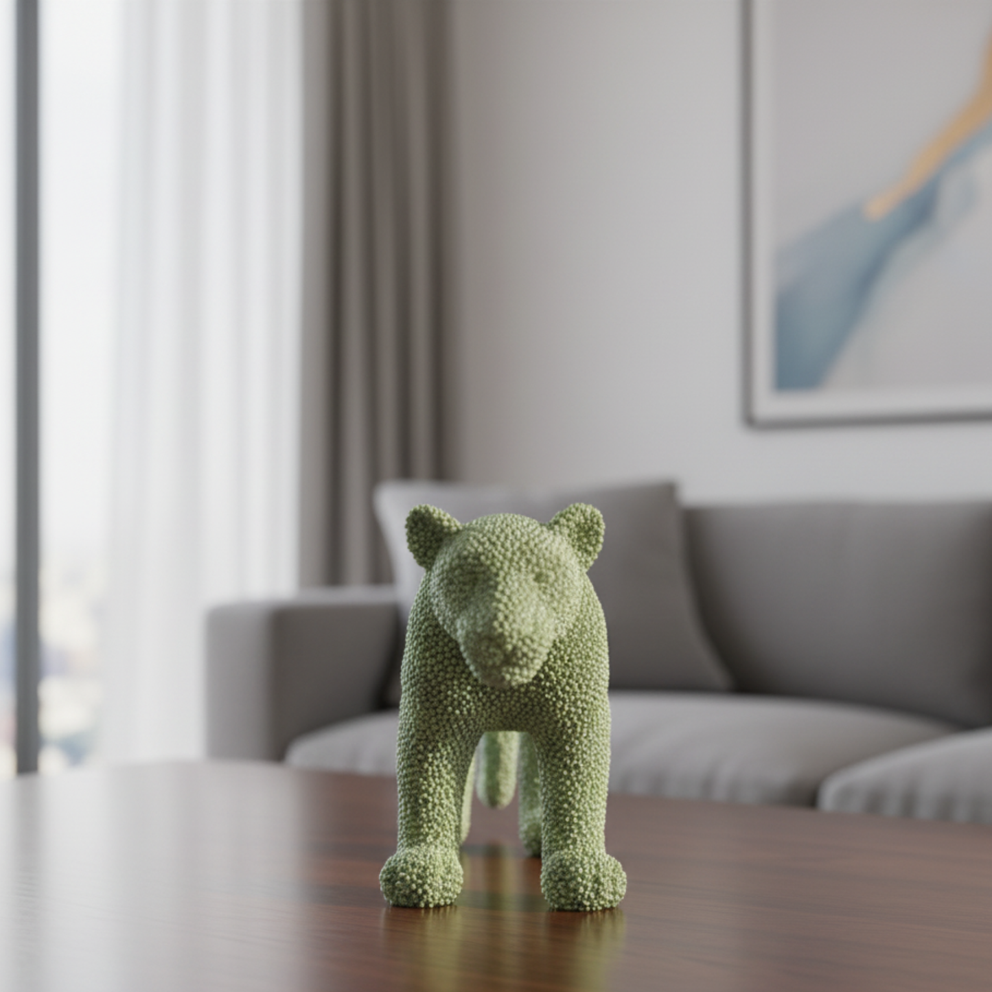 Artisan Moss Agate Leopard Sculpture - Premium Textured Green Home Accent