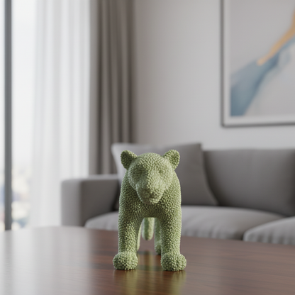 Artisan Moss Agate Leopard Sculpture - Premium Textured Green Home Accent