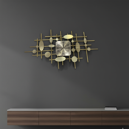 Abstract Gold Kinetic Wall Sculpture Clock - Premium Modern Art Deco Timepiece