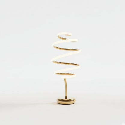 Opulent Gilded Helix Table Lamp - Premium Sculptural LED Statement Piece