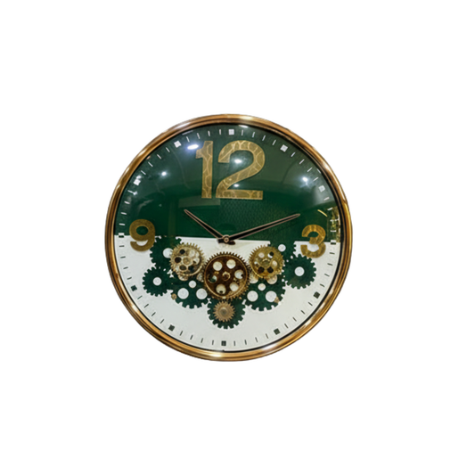 Emerald & Gold Steampunk Gear Wall Clock - Premium Industrial Chic Timepiece