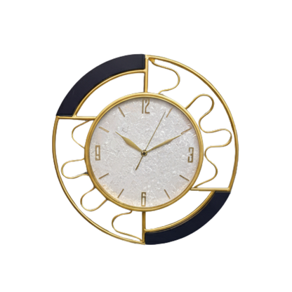 Opulent Abstract Nero & Gold Wall Clock