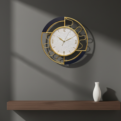 Opulent Abstract Nero & Gold Wall Clock