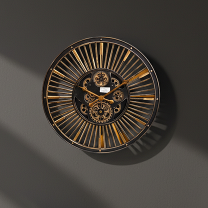 Executive Industrial Sunburst Gear Clock