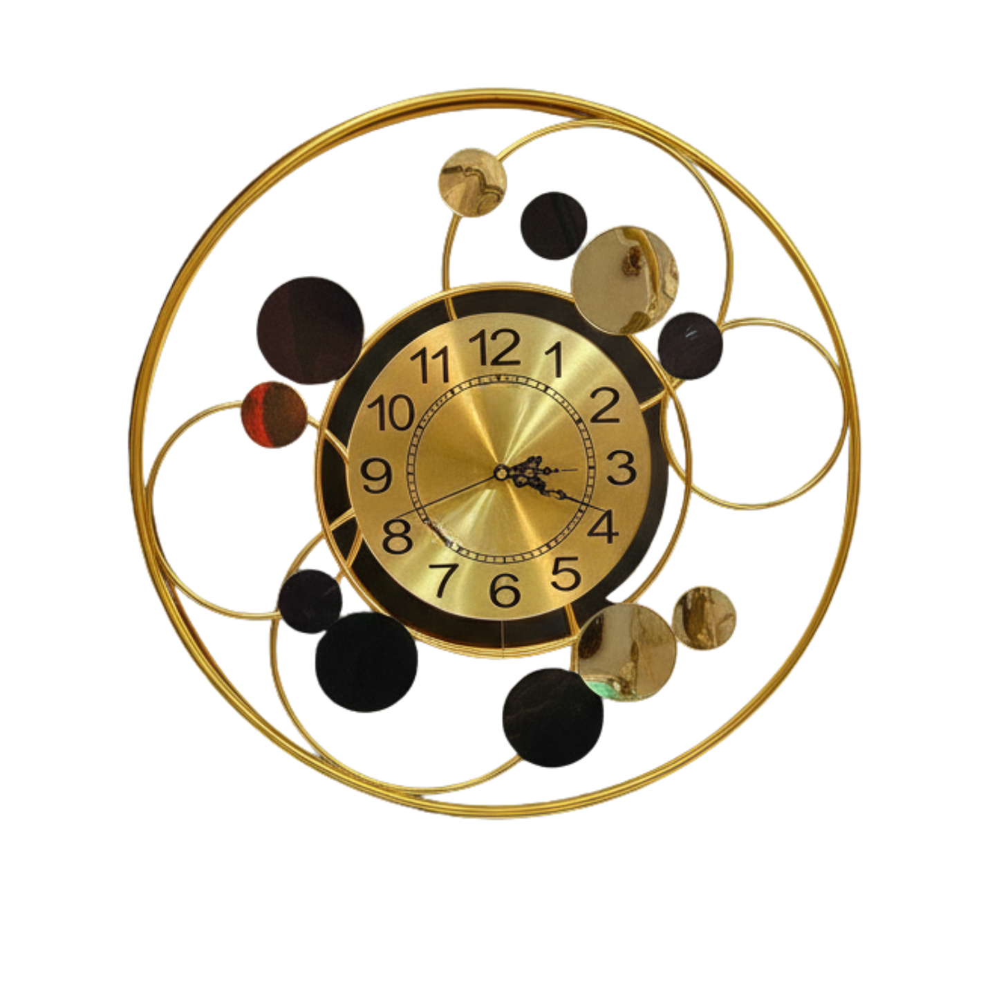 Opulent Gold & Black Abstract Orb Wall Clock