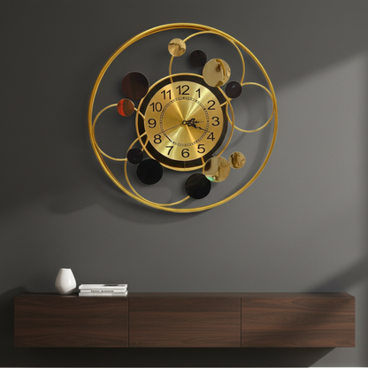 Opulent Gold & Black Abstract Orb Wall Clock