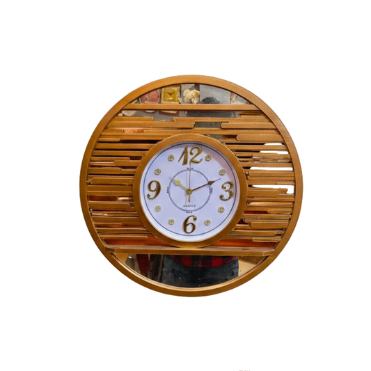 Rustic Bamboo & Mirror Wall Clock