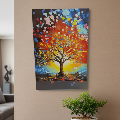 "Radiant Life" - Premium Palette Knife Textured Abstract Tree of Life Canvas Art
