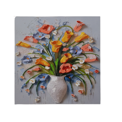 "Sculpted Bloom" - Premium Impasto Floral Bouquet Textured 3D Canvas Art