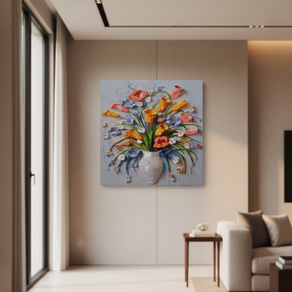 "Sculpted Bloom" - Premium Impasto Floral Bouquet Textured 3D Canvas Art