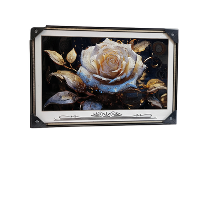 "Diamond Rose" - Exclusive Framed & Backlit Glamour Floral Print Art