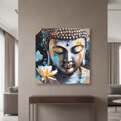 "Nirvana Lumina" - Premium Abstract Textured Buddha & Lotus Canvas Art