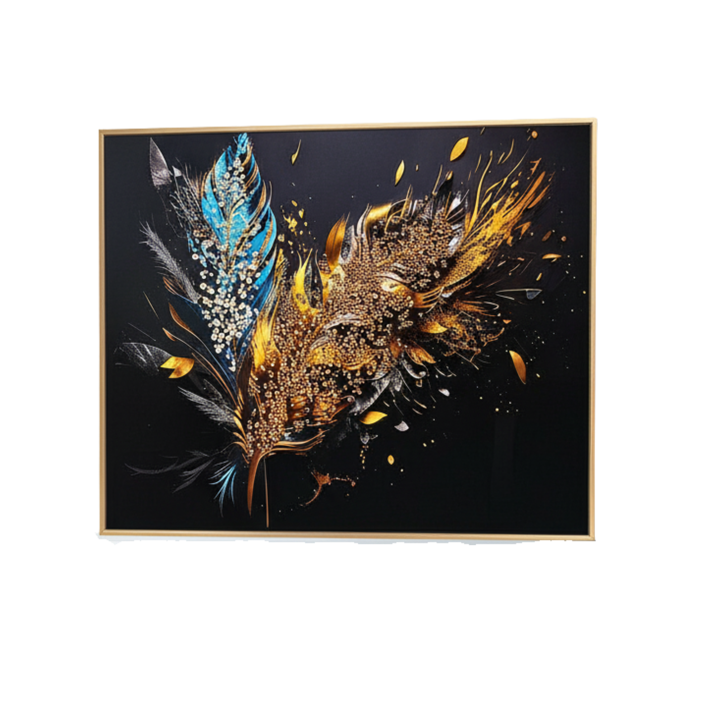 "Phoenix Plume" - Premium Abstract Gilded Feather Canvas Art in Gold Frame