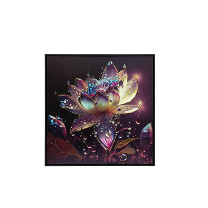 "Stardust Lotus" - Premium Jewel-Toned Opalescent Floral Print Canvas Art