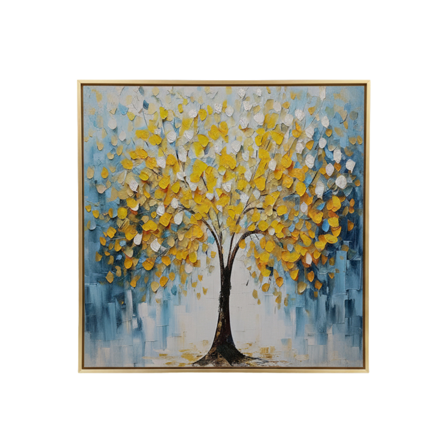 "Golden Luster" - Premium Impasto Textured Tree of Life Canvas Art with Gold Frame