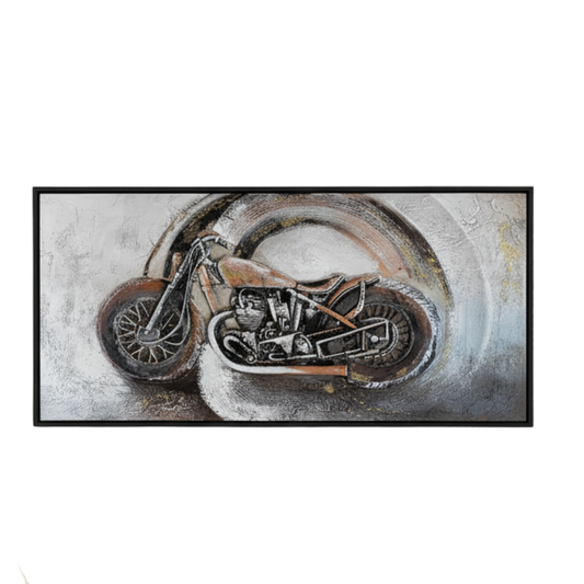 "Velocity Relic" - Premium 3D Textured Vintage Motorcycle Industrial Canvas Art